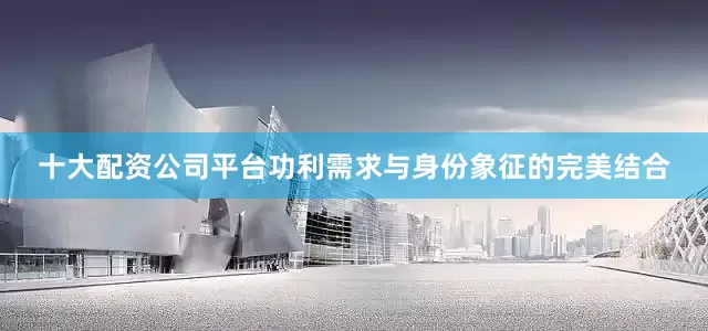 十大配资公司平台功利需求与身份象征的完美结合